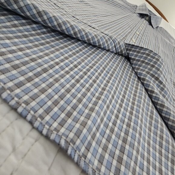 Jos A Bank Reserve Shirt Men's L Grey Blue Check EUC Egyptian Cotton Traditional - Picture 4 of 15